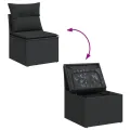 Salon de jardin 11 pcs avec coussins noir résine tressée