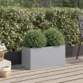 Jardinière argenté 62x30x29 cm acier galvanisé