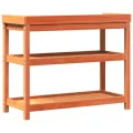 Table de rempotage avec étagères marron bois massif de pin