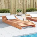 Chaise longue cire marron 205x80x31,5 cm bois massif de pin