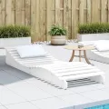 Chaise longue blanc 205x60x31,5 cm bois massif de pin