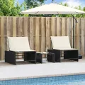 Chaises longues lot de 2 avec table noir résine tressée