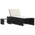 Chaises longues lot de 2 avec table noir résine tressée
