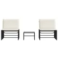 Chaises longues lot de 2 avec table noir résine tressée