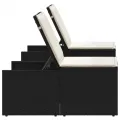 Chaises longues lot de 2 avec table noir résine tressée