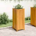 Jardinière avec doublure 42x42x100 cm bois massif d'acacia
