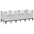 Jardinière avec piquets blanc 123,5x43,5x43,5 cm PP