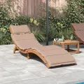 Chaise longue avec coussin taupe bois d'acacia solide