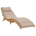 Chaise longue avec coussin taupe bois d'acacia solide