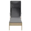 Chaise longue avec auvent et table beige résine tressée