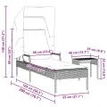 Chaise longue avec auvent et table beige résine tressée