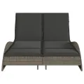 Chaise longue avec coussins gris 114x205x73 cm résine tressée