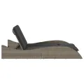 Chaise longue avec coussins gris 114x205x73 cm résine tressée