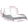 Chaise longue avec coussins gris 114x205x73 cm résine tressée