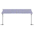 Auvent autoportant bleu et blanc 500x300 cm tissu et acier