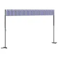 Auvent autoportant bleu et blanc 500x300 cm tissu et acier