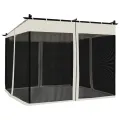 Tonnelle avec parois en filet crème 3x3 m acier