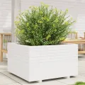 Jardinière blanc 80x80x49,5 cm bois de pin massif