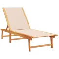 Chaises longues lot de 2 crème bois acacia solide et textilène