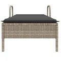 Chaise longue avec roues et coussins gris clair résine tressée
