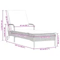 Chaise longue avec roues et coussins gris clair résine tressée