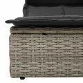 Chaise longue double avec auvent et coussins gris clair rotin