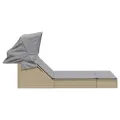 Chaise longue double avec auvent et coussins beige poly rotin