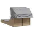 Chaise longue double avec auvent et coussins beige poly rotin