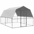 Cage à poules avec toit et porte argenté acier galvanisé