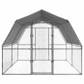 Cage à poules avec toit et porte argenté acier galvanisé