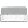 Cage à poules avec toit et porte argenté acier galvanisé
