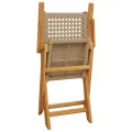 Ensemble de bistro 3 pcs beige résine tressée et bois massif