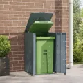 Rangement à roulettes pour poubelles pour bac unique gris acier