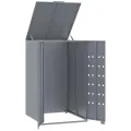 Rangement à roulettes pour poubelles pour bac unique gris acier