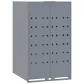 Rangement à roulettes pour poubelles pour 2 bacs gris acier