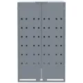 Rangement à roulettes pour poubelles pour 2 bacs gris acier