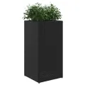 Jardinières 2 pcs noir 40x40x80 cm résine tressée