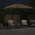 Parasol de jardin avec LED et mât en acier marron 248x248x248cm