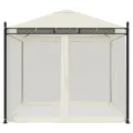 Tonnelle avec parois en filet crème 2,93x2,93 m acier