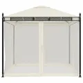Tonnelle avec parois en filet crème 2,93x2,93 m acier