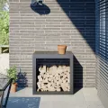 Portant de bois de chauffage anthracite 60x40x60 cm acier