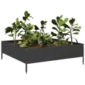 Lit surélevé de jardin noir 100x100x33,5 cm acier