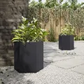 Jardinières 2 pcs noir hexagone 46x40x45 cm acier