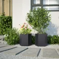 Jardinières 2 pcs noir hexagone 46x40x45 cm acier