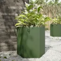 Jardinière vert olive hexagone 46x40x45 cm acier