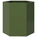 Jardinière vert olive hexagone 46x40x45 cm acier