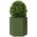 Jardinière vert olive hexagone 46x40x45 cm acier