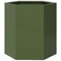 Jardinière vert olive hexagone 46x40x45 cm acier