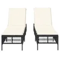 Chaises longues avec coussins lot de 2 noir résine tressée