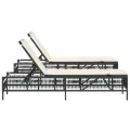 Chaises longues avec coussins lot de 2 noir résine tressée